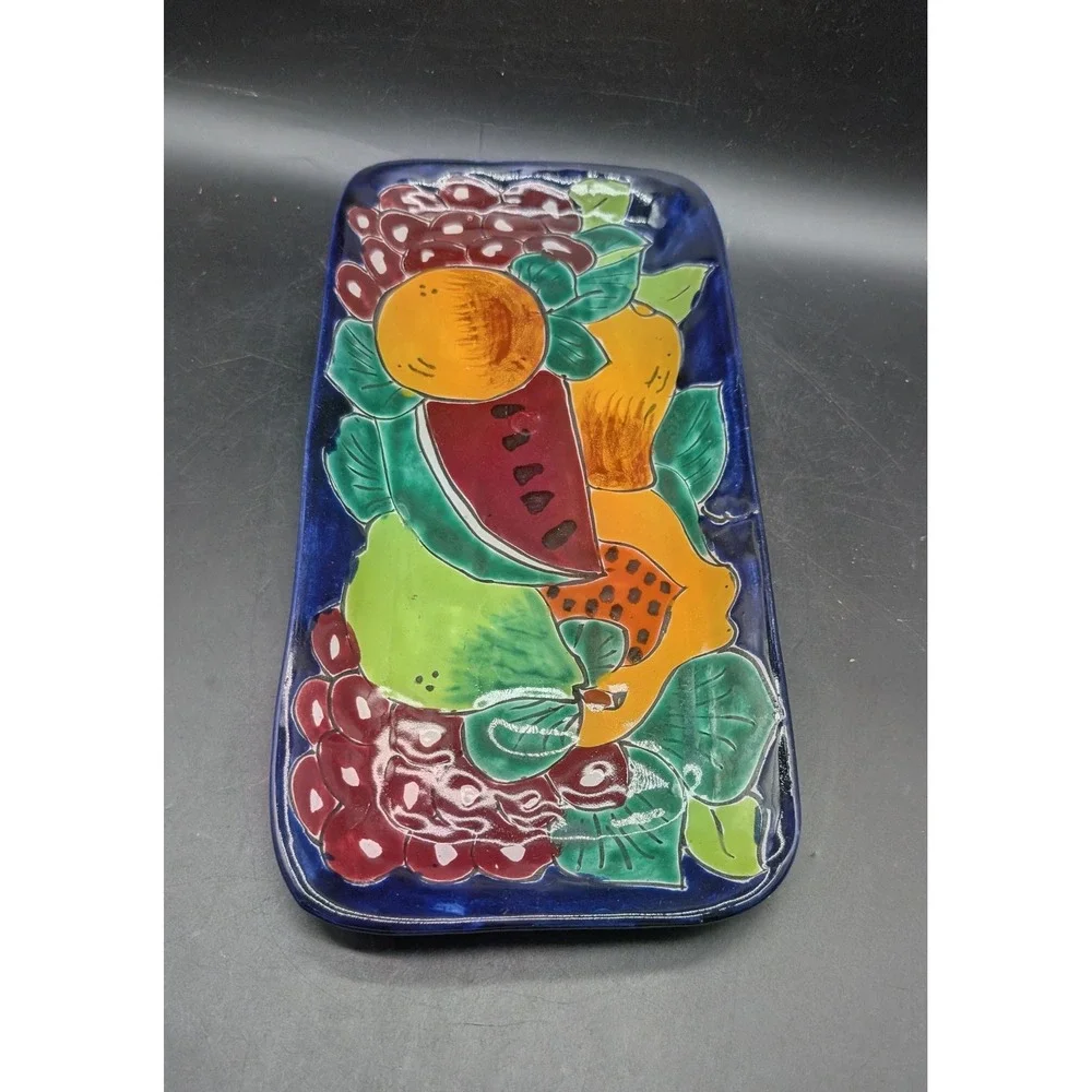 Mexican Talavera Serving Platter Hand Painted Lead Free Rectangular Tray 10